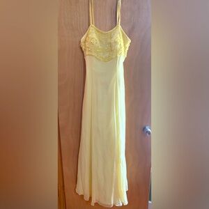 Formal beaded full length yellow dress